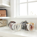 Clear acrylic belt organizer with multiple compartments