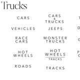 Cars & Trucks | PLAYROOM LABELS