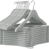 Gray Wood Hangers | Silver Hardware | Pack of 20