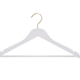 Wood Suit Hanger with Bar | White with Gold Hardware