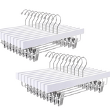 Deluxe Wood PANT Hangers | White with Silver Hardware